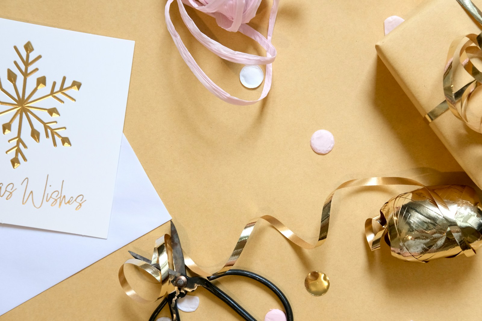 Christmas card with snowflake and gift box